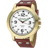 EICHMÜLLER Herrenuhr RE1015 goldfarben-Weiss-braun Lederband 45 mm