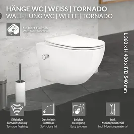 luxebath Wand-WC mit WC-Sitz Weiß Nano