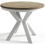 Alpi-Möbel Runder, Hellbraun, Weiß, Holzwerkstoff, Rund, X-Form, 120x76x120 cm, Esszimmer, Tische, Esstische