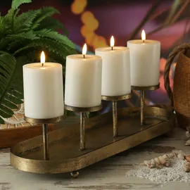 MARELIDA Kerzenständer Advent Kerzenhalter Kerzentablettt Adventskranz gold