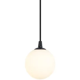 QAZQA Iconic Perle Hängelampe Schwarz mit Weißem Glas