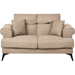 2-Sitzer Sofa Stoff hellbraun SKIVE