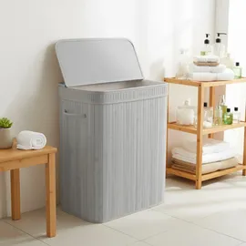 Relaxdays Wäschekorb mit Deckel, 72 l, Faltbare Wäschebox, HxBxT: 60 x 40 x 30 cm, Badezimmer, Wäschetruhe, grau