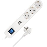 REV ICE Steckdosenleiste mit USB, Steckerleiste 3fach, USB Steckdose, 2x USB, Ladegerät, 1,4m, max. 3680W, weiss