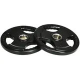 sportnow Hantelscheiben 2er-Set, Tri-Grip 2 x 10 KG gummierte Olympiascheiben, bodenschonender Gewichtsscheiben mit 5 cm Bohrung, drei Griffen, für Gewichtheben, Krafttraining