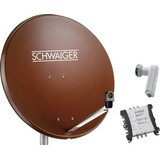 Schwaiger 80cm rot + Quad LNB + Multischalter (6 TN)