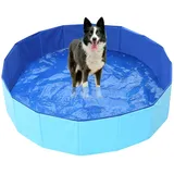 Gehanico Hundepool Planschbecken Badewanne | Wasserbecken Faltbarer Hunde Planschbecken Stabile Hundebadewanne rutschfeste Swimmingpool für Katzen Große & Kleine Hunde (80 * 20,Blau)