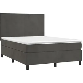 vidaXL Boxspringbett mit Matratze & LED Dunkelgrau 140x190 cm Samt