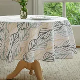 Wracra Streifenblätter Tischdecke Abwaschbar Baumwolle Leinen Vintage Tischdecke Outdoor Rund 120cm Geeignet für Party Picknick Essen Garten(Rund 120cm)