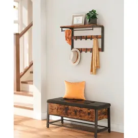 VASAGLE Wandgarderobe Vintage 65 x 42 x 30 cm Braun