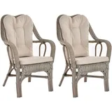 Set/2 Rattan Wintergartensessel Harrison Sessel hohe Rückenlehne (Vintage Grau)