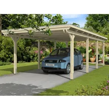 SKANHOLZ Carport Emsland 4,04 x 8,46 m unbehandelt mit EPDM-Dach und Regenrinne
