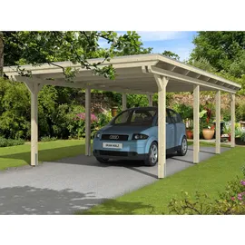 SKANHOLZ Carport Emsland 4,04 x 8,46 m unbehandelt mit EPDM-Dach und Regenrinne
