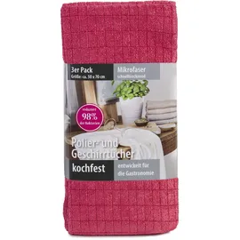 Gözze - Geschirrtuch-Set, 3-teilig, Mikrofaser-Poliertuch, 50 x 70 cm - Bordeaux