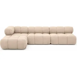kaiser möbel Ecksofa Modulare L-Form, Veloursstoff Salvador, Beige, Links, Selia - Beige