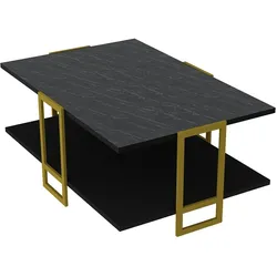Skye Decor, Polka- Polka SHS, Gold,Schwarz, Couchtische, 36,6x91,5x61,5 cm, 100% Melaminbeschichtete Partikelplatte