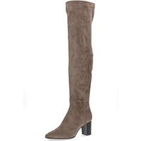 CAPRICE Damen Stiefel Memotion mit Absatz Spitz Weite G, Braun (Taupe Stretch), 38 EU