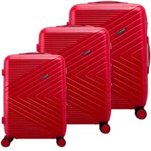 Avizar 3er Hartschalenkoffer Chevron mit TSA-Schloss, Koffer, Rot