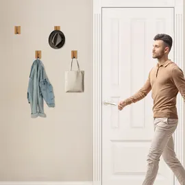 Relaxdays Garderobenhaken Set klappbar Bambus Natur