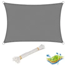 Woltu Sonnensegel Rechteck HDPE 500 x 700 cm Grau