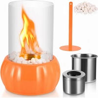 Tischkamin, Verstellbare Flamme & 4h Brenndauer Portable Bioethanol Tischkamin Wärmend mit Sicherheitsglas, Natursteinen (500g),Ethanol Kamin Indoor, Fireplace,Balkon Deko Terrasse