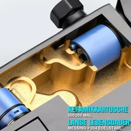 XIIW Duschsystem Schwarz,Edelstahl Duschgarnitur mit Armatur und 3 Strahlarten Duschkopf, 86-120cm Duschsäule Duschset mit Handbrause