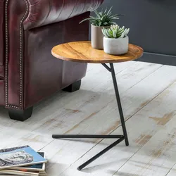 KADIMA DESIGN Beistelltisch 40x46x40cm Sheesham Holz Metall Couchtisch, Industrial Style Echtholz Tischchen Wohnzimmer, Holztisch Sofatisch Metallbeine,