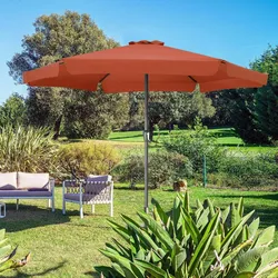 Kingsleeve Sonnenschirm 330 cm mit Kurbel Schutzhülle UV Schutz 80+ wasserabweisend Terracotta