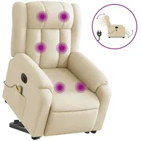 VidaXL Elektrischer Massagesessel mit Aufstehhilfe Creme Stoff