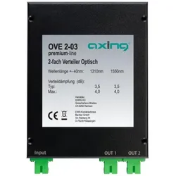 Axing OVE2-03 Optischer 2-fach-Verteiler Zur Verteilung optischer Signale Mit SC/APC-Buchsen OVE00203 OVE 2-03