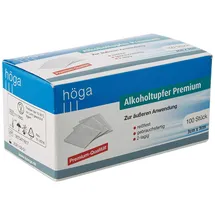 HÖGA Alkoholtupfer Premium, Vliesstoff, 30 x 30 mm, 2-lagig, 100 Stück)