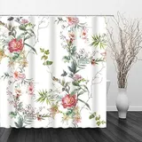 TANGG Duschvorhang, Polyester 240 X 200 cm/94.5 X 78.7 Zoll Wasserdicht, Beschwerter Saum, Maschinenwaschbar, Badewanne Vorhang Schnell Trocknend für Badezimmer, Blumen und Schmetterlinge