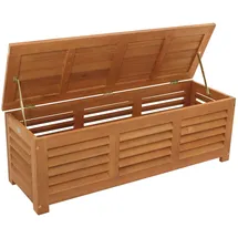 DEGAMO Auflagenbox MONZA, Eukalyptus geölt, mit Sitzpolster grau, FSC®-zertifiziert