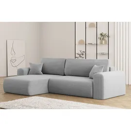 kaiser möbel Ecksofa mit Schlaffunktion L-förmiges Sofa Capri Stoff Poso Hellgrau Links