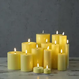 Deluxe Homeart Mia LED Stumpenkerze 12,5 cm 7,5 cm gelb