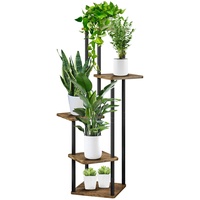 Jazlyvex Pflanzenständer 5-Tier Blumenständer Holz Metall Pflanzenregal Blumenregal Blumentreppe Plant Stand Pflanzentreppe für Living Room Indoor Outdoor Decoration Schwarz