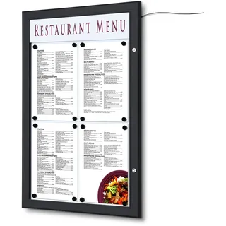 Showdown Displays Showdown Speisekarten Schaukasten LED Outdoor - 4x DIN A4 - Aluminium / Stahl - Schwarz