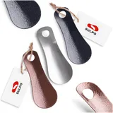 SULPO 3er Pack 12cm Stabil Schuhlöffel aus Edelstahl - Schuhlöffel Klein - Schuhlöffel Metall mit Aufhängeloch - Schuhanzieher - Mini Schuhlöffel - Reiseschuhlöffel - Shoe Horn