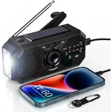 Tragbares Kurbelradio Mit Solarbetrieb Für Notfälle, Am/fm-dynamoradio, Wiederaufladbarer 2500-mah-akku (usb-c), Led-taschenlampe, Sos-alarm, Kompass, Kleines Radio Für Outdoor-notfälle, Wandern Und C