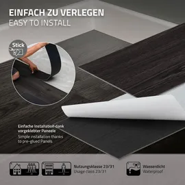 ML-Design PVC Bodenbelag Selbstklebende 2mm 80 Dielen Eiche Dunkelgrau