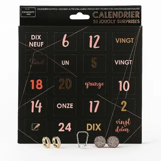 Luxus Schmuck-Adventskalender für Frauen – 24 Tage Überraschung mit Halsketten, Armbändern & Ohrringen – Schmuckbox Weihnachten Geschenkidee – Schwarz