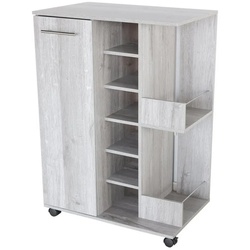 Better Home Weinschrank Weinregal mit feststellbaren Rollen grau marmoriert 37 x 60 x 82 cm (1 Stück, 1 Weinschrank) für ca. 48 Flaschen grau