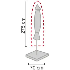 LC Garden Schirmhülle für Sonnenschirme XXL Polypropylen 70 x 275 cm Grau