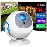 XGODY 2025 NEU Projektor Mini Tragbar LCD-Beamer (12000 lm, 10000:1, 1920x1080 px, 4K Android 11 Wifi6 BT 5 Portabler Projektor)