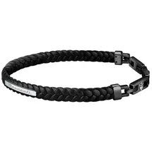 Maserati JM222AVE02 Herren-Armband aus recyceltem Leder Schwarz 22,5 cm