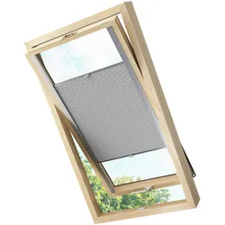 KS Handel 24 Dachfensterplissee Faltrollo Thermo verdunkelnd passend für Velux MK08 Hellgrau