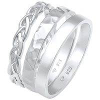 Elli Bandring Zopfmuster Hammerschlag 3er Set 925 Silber Ringe Damen