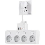 NEOVSUNY Mehrfachsteckdose mit Schalter, 4 Fach Steckdosenleiste Steckerleiste mit USB und Type-C, Mehrfachstecker Überspannungsschutz 3680W 16A, Steckdosenwürfel für Zuhause, Büro, Küche