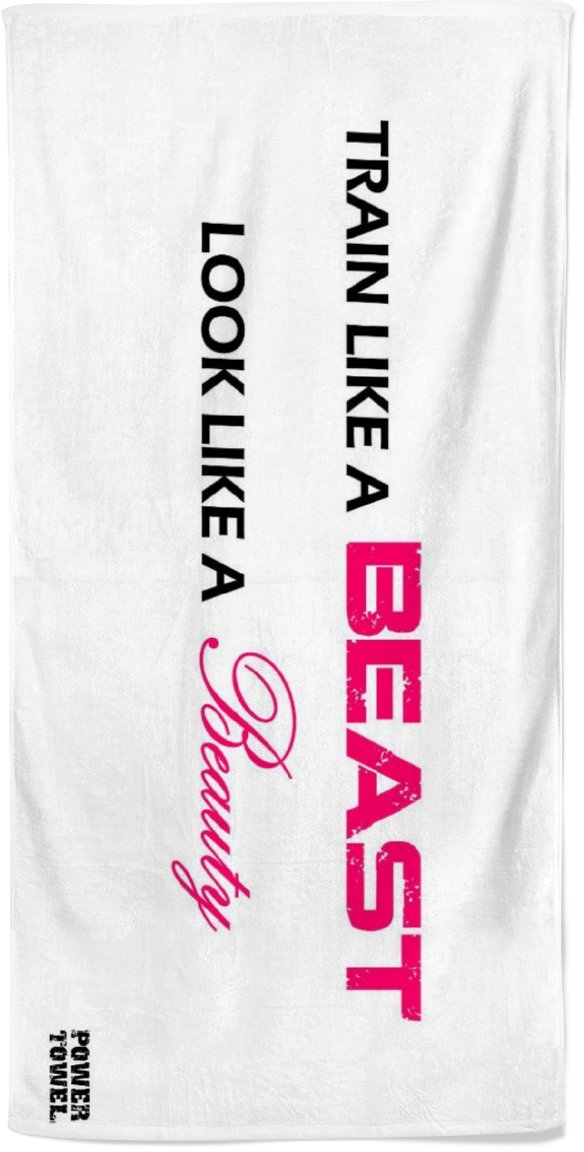 Power Towel das Coole Fitness & Sport-Handtuch mit Einer Botschaft| Verschiedene Motivations-Quotes| Größe 50 cm x 100 cm | POWERTOWEL Handtuch ohne Mikrofaser (Train Like a Beast White)