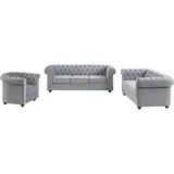 vente-unique Sessel Chesterfield Samt 3-Sitzer + 2-Sitzer 75 x 71 x 70 cm Silber